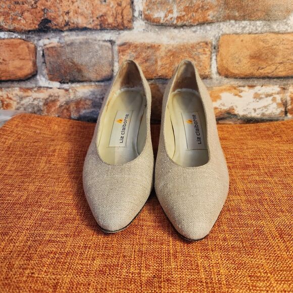 Liz Claiborne Shoes - Lis Claiborne Woman Linen Shoes Size 6M Heel Pump Dressy Vintage 1994